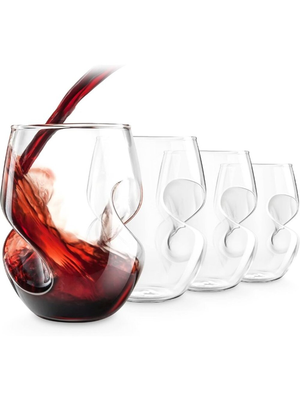 Elegant Stemless Red Wine Glasses, 16 oz Set of 4 - Perfect for Entertaining!